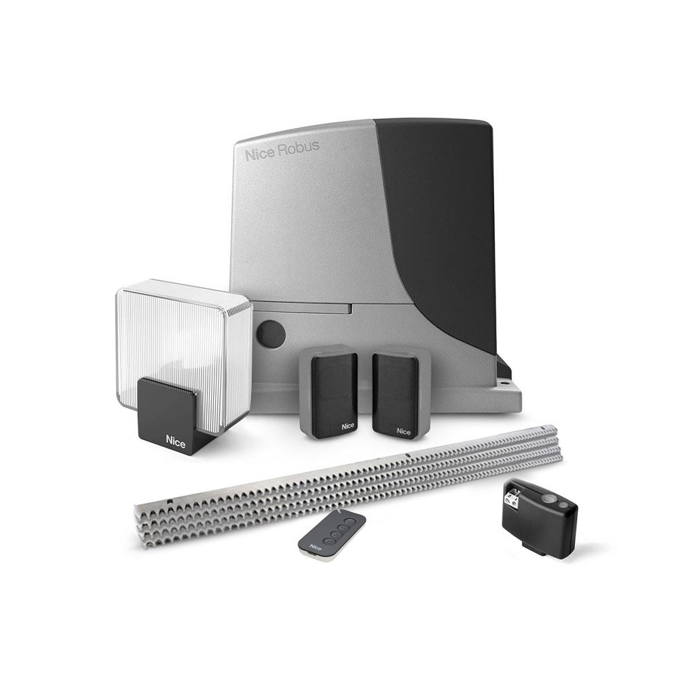 Kit automatizare poarta culisanta Nice ROBUSKIT RB600KCE FULL, 600 Kg, 230 Vac, 8 m, receptor OXIBD, cremaliera metalica